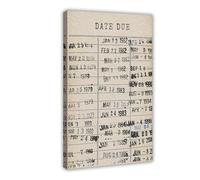Vintage Library Cards Wall Art Print,Date Due Reading Posters,Neutral Books Literature Wall Decor For Family Dormitory Living Room Aesthetic Frame-style 24x36inch(60x90cm)