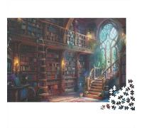 Vintage Library Interior 1000 Pieces Jigsaw Puzzle Logic Skill Decompression Wall Decor Family Game Night Cardboard 52x38cm/1000pcs