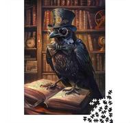 Vintage Library Raven Jigsaw Puzzle for Adults 1000 Piece Jigsaw Puzzle Paper Material Classic Study Scene Family Puzzle Game Relaxation Gift 38x26cm/1000pcs