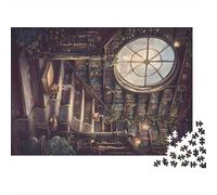 Vintage Library Scene 100% Recycled Cardboard Steampunk Clock Tower Interior 1000 Piece Jigsaws for Adults Unique Classic Educational Games 38x26cm/1000pcs