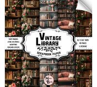 Vintage Library Scrapbook Paper: Double Sided Sheets | Bookshelf for Origami, Card Making, Collage, and Various DIY Craft Projects | 8.5" x 8.5" (21.59 x 21.59 cm)