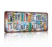 Vintage License Plate Wall Decor Every Little Thing Is Gonna Be Alright Tin Sign for Home Office Garage Bar Restaurant Living Room Garden Yard 12 x 6 Inches (25106)