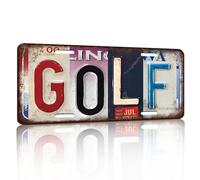 Vintage License Plate Wall Decor Golf Tin Sign for Home Office Garage Bar Restaurant Living Room Garden Yard 12 x 6 Inches (25104)