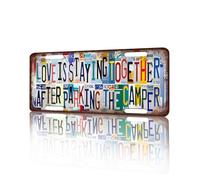 Vintage License Plate Wall Decor Love Is Staying Together After Parking The Camper Tin Sign for Home Office Garage Bar Restaurant Living Room Garden Yard 12 x 6 Inches (25193)