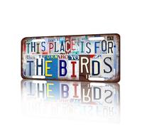 Vintage License Plate Wall Decor This Place Is For The Birds Tin Sign for Home Office Garage Bar Restaurant Living Room Garden Yard 12 x 6 Inches (25185)