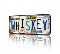 Vintage License Plate Wall Decor Whiskey Tin Sign for Home Office Garage Bar Restaurant Living Room Garden Yard 12 x 6 Inches (25192)