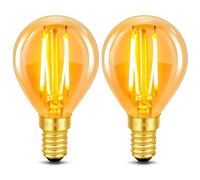 Vintage Light Bulb E14 Edison Screw Bulb, 2W LED Filament Equivalent 20 Watt, Antique Style Retro Amber Glass 2200K Warm White, 200LM, AC 220V, Non-dimmable, Mini G45 Golf Ball Bulbs, 2 Packs