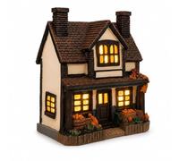 Vintage Light-Up Pumpkin Cottage Figurine, LED Glowing Halloween Lamp，A