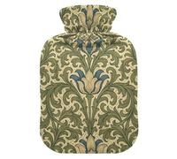 Vintage Lily Flower Pattern William Morris hot Water Bottles with Soft Cover, 1L Warmer Bag for Period Cramps, Period Cramps, compresas calientes para el vientre