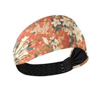 Vintage Lily Flowers Orange Japanese Woodblock Prints Cooling sweat headband Elastic hairband for Daily use Athletic Sports hiking Gym