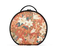 Vintage Lily Flowers Orange Japanese Woodblock Prints Cosmetics Bag Travel-Size Accessories Lightweight Hanging Travel Toiletry Bag with adjustable dividers 11 IN