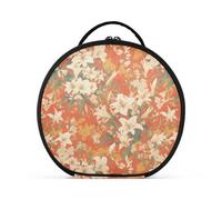 Vintage Lily Flowers Orange Japanese Woodblock Prints Makeup Bag with Compartments & Handle Zipper Makeup Bag with Handle with Adjustable dividers 11 in