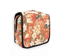 Vintage Lily Flowers Orange Japanese Woodblock Prints Travel Bag with hanging hook stylish Case Cosmetic Makeup Bag Travel-Size Accessories