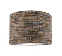 Vintage Lined Linen Fabric Lamp Shade in Mustard Burgundy and Grey | 30cm x 20cm | for Lounge Bedroom Hallway etc by Happy Homewares