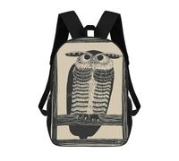 Vintage Linocut Owl Backpack School Bag Business Laptop Rucksack Bag Unisex Casual Daypack for Men/Women 17inch