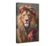 Vintage Lion Portrait Art Print - Renaissance Animal Painting,4
