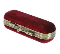 Vintage Lipstick Case Red Holder with Mirror, Flannelette | Delicate Storage Box, Purse Organization and Camping Touch-ups, Aluminum Alloy Glass Details