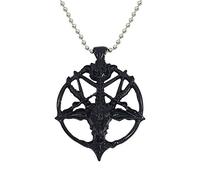 Vintage Literary Skull Sheep Necklace Demon God Pan God Round Alloy Pendant Dark Devil Necklace Symbol Of Strength Black.