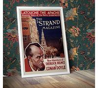 Vintage Literature 'Sherlock Holmes. The New Adventures in The Strand Magazine', England, 1927, Arthur Conan Doyle, Reproduction 250gsm A4 & A3 Vintage Sherlock Holmes Poster (A3 Framed - White Frame)