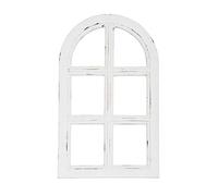 Vintage Living Nostalgia Decorative Window in White Washed Wood Semi-Circular 29.5 x 49 cm