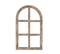 Vintage Living Nostalgie Semi-Circular Washed Wood Window Decoration, 42 x 2 x 70 cm, Brown