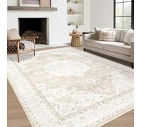 Vintage Living Room Area Rug - 5x7 Large Machine Washable Boho Moroccan Rug Distressed Farmhouse Rugs for Bedroom - Soft Non-Slip Indoor Carpet for Dining Room Office Nursery(Boho Beige, 5'x7')