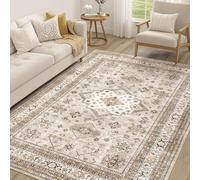 Vintage Living Room Area Rug 5x7 - Large Soft Washable Oriental Traditional Distressed Farmhouse Rugs for Bedroom - Indoor Floor Accent Carpet for Home Office House Decor - Beige