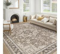 Vintage Living Room Area Rug 8x10 - Large Soft Washable Oriental Traditional Distressed Farmhouse Rugs for Bedroom - Indoor Floor Accent Carpet for Home Office House Decor - Brown