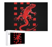 Vintage Lizard Red Buffalo Plaid Puzzle for Adults Challenging Jigsaw Puzzles for Women Men 1000 PCS
