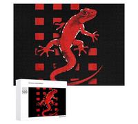 Vintage Lizard Red Buffalo Plaid Puzzle for Adults Challenging Jigsaw Puzzles for Women Men 500 PCS