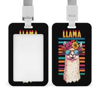 Vintage Llama Funny ID Badge Holder with Lanyard Name Card Holders for Work Nurse Teacher