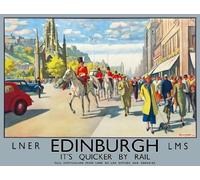 Vintage LNER LMS Edinburgh London North Eastern Railway Travel Poster Wall Art Print Reproduction Print Card | (A3 297 x 420mm)