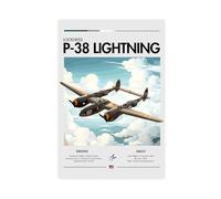 Vintage Lockheed P-38 Lightning Bomber - WWII Aviation, USA Airforce, White Cliffs, Plane, Fighter Jet Canvas Poster Wall Art Decor Print Picture Paintings for Living Room Bedroom Decoration 24x36i