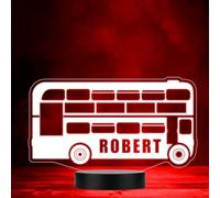 Vintage London Bus Double Decker Led Lamp Personalised Gift Night Light | Personalised Gift For Home, Lamp Room Décor | Kids & Adults Night Lights With Name | Personalised Gift For Bedroom |