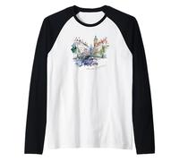 Vintage London England Travel Souvenir Illustration Raglan Baseball Tee
