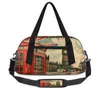 Vintage London Kids Overnight Duffle Bags Boys Girls Teen Union Jack Sports Gym Bag for Weekender Travel Gymnastics Dance Ballet