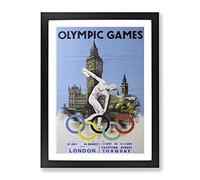 Vintage London Olympic Games Poster Vintage Framed Wall Art Print, Ready to Hang Picture for Living Room Bedroom Home Office Décor, Black A2 (64 x 46 cm)