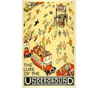 Vintage London Underground LURE OF THE UNDERGROUND 1920's Wall Art Poster A4 and A3 size 250gsm Gloss Borderless print (A4)