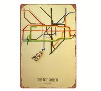Vintage London Underground Map Decorative Tin Sign - Iron Metal Plaque with Pre-Drilled Holes, Multipurpose Weather-Resistant Wall Art for Home, Office, and Coffee Bar, 12x8 inches