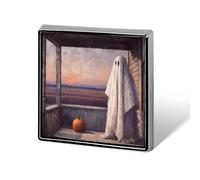 Vintage Lonely Ghost Wooden Farmhouse Porch Unisex Brooches & Pins Square Lightweight Lapel Badge Jewelry for Clothing Shawl Hat