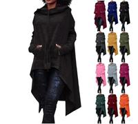 Vintage Long Cape Women's Retro Plain Hoodie Irregular Hoodie with High Low Hem Black Gothic Dark Series Party Wear Halloween Cosplay Costume Brown Wind Jacket Coffee Wine Y2k Leisure Jacket XXL L
