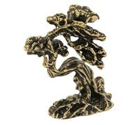 Vintage-Look Brass Pine Tree Accent with Distressed Finish, 1pcs | Tabletop Figurine for Entryway Shelf Desk Indoor Decor