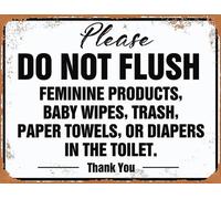 Vintage Look Do Not Flush Rules Bathroom Sign, Do Not Flush Anything Except Toilet Paper Aluminum Metal Signs for Business and Home, 30x20 CM Public Toilet Notice Sign