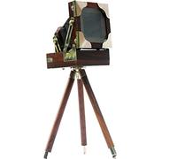 Vintage Look Film Camera Wooden Tripod Collectible Studio Gift 4X4X5" Brown