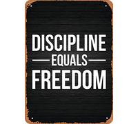 Vintage Look Metal Sign - Gym Motivation Discipline Equals Freedom - 8"X12" Tin Plate Wall Decor