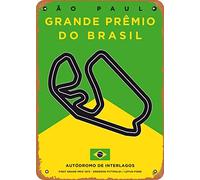 Vintage Look Metal Sign - My F1 Racetrack Posters My F1 Interlagos Track - 8"X12" Tin Plate Wall Decor