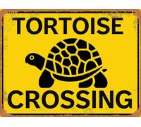 Vintage Look Tortoise Crossing Sign, Turtle Xing Slow Down Drive Slow Road Signs for Beach House Farm, Yard Signs 20x14 CM Rustproof Aluminum Plaque Outdoor for Lawn Yard Garden Decor