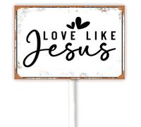 Vintage Love Like Jesus Christian Decor Yard Sign With Metal Stand 30x20 CM, Bible Verse Scripture Religious Outdoor Decor, Christian Garden Decoration Aluminum Sign Rust Free