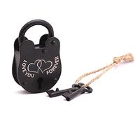 Vintage Love Lock Couples Heart W Skelton Keys, Engraved Romantic Antique 3.5" Padlock for Wedding, Anniversary, Couple Gifts, Garden, Bridge Decor, Durable Cast Iron