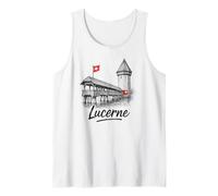 Vintage Lucerne Switzerland Chapel Bridge Travel Souvenir Tank Top